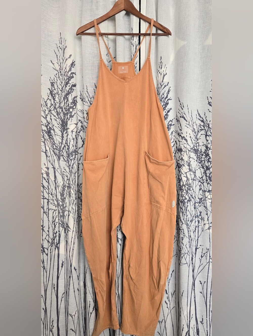 Free People Rust-Orange Relaxed Scoop-Neck Jumpsuit